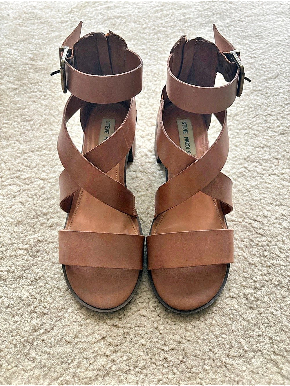 Steve Madden Strappy Brown Leather Heels